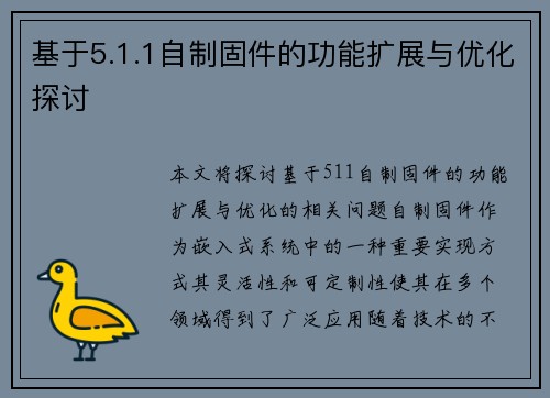 基于5.1.1自制固件的功能扩展与优化探讨